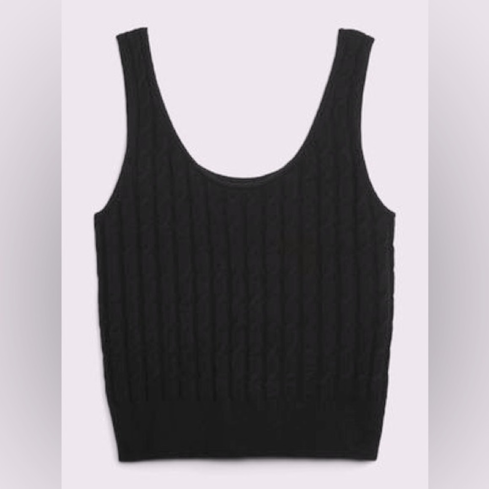 Gap CashSoft Cropped Cable-Knit Sweater Tank Top Black XS